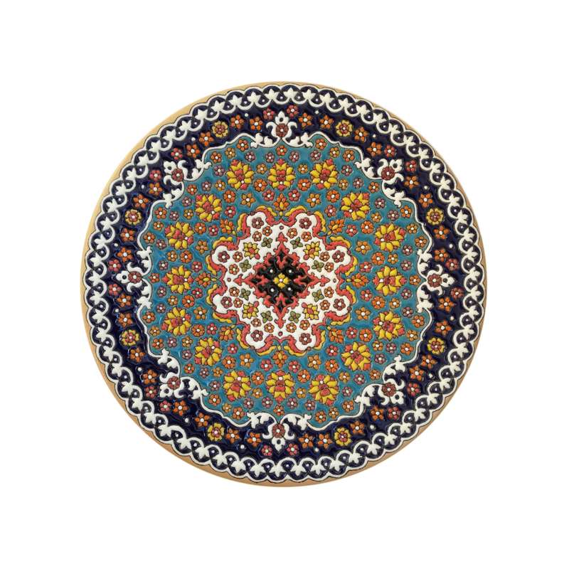 بشقاب میناکاری سفالی طرح چشم زخم کد 118