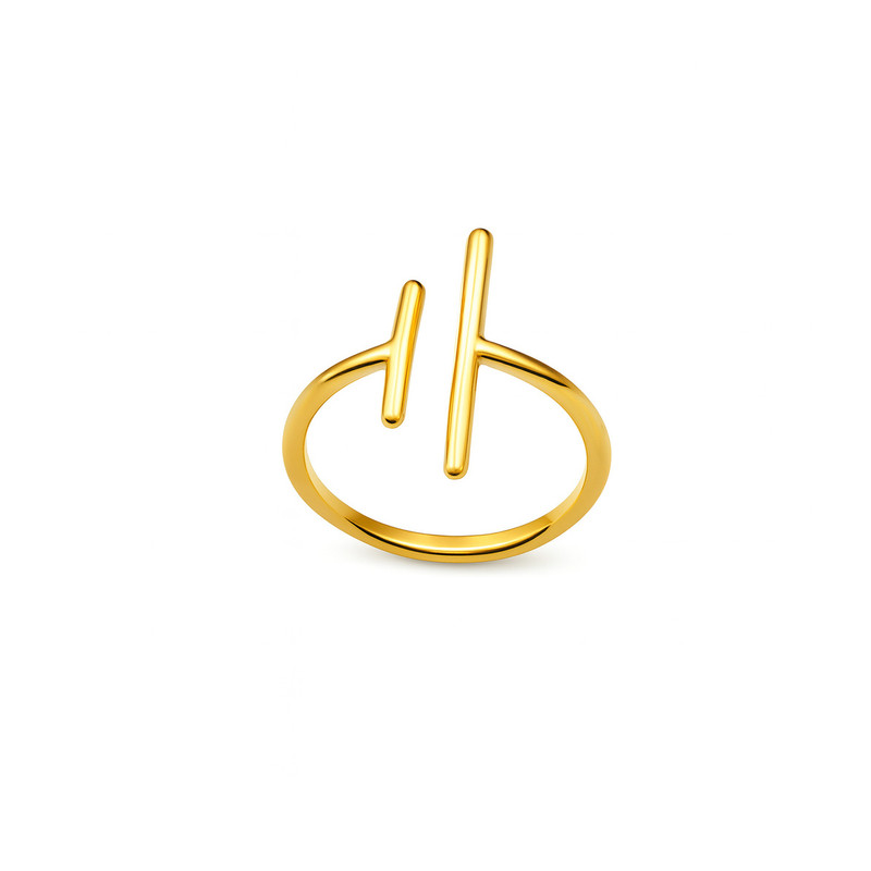 انگشتر طلا 18 عیار زنانه زرلاین مدل مینیمال بنگل خطوط موازی کد R-200030 سایز 50