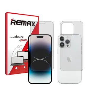 Remax HyGEL model transparent screen protector suitable for Apple iPhone 14 Pro mobile phone along with the back protector