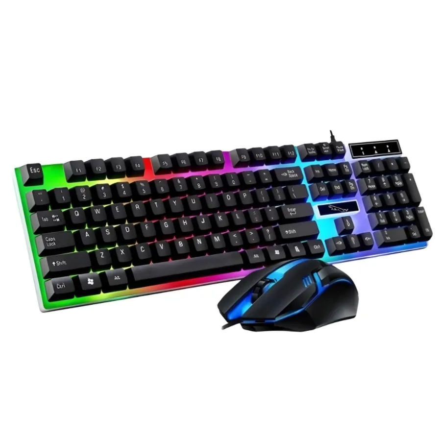 کیبورد و ماوس گیمینگ میکاسو مدل KB-C024، سوئیچ ممبران، Full-size، نورپردازی LED RGB