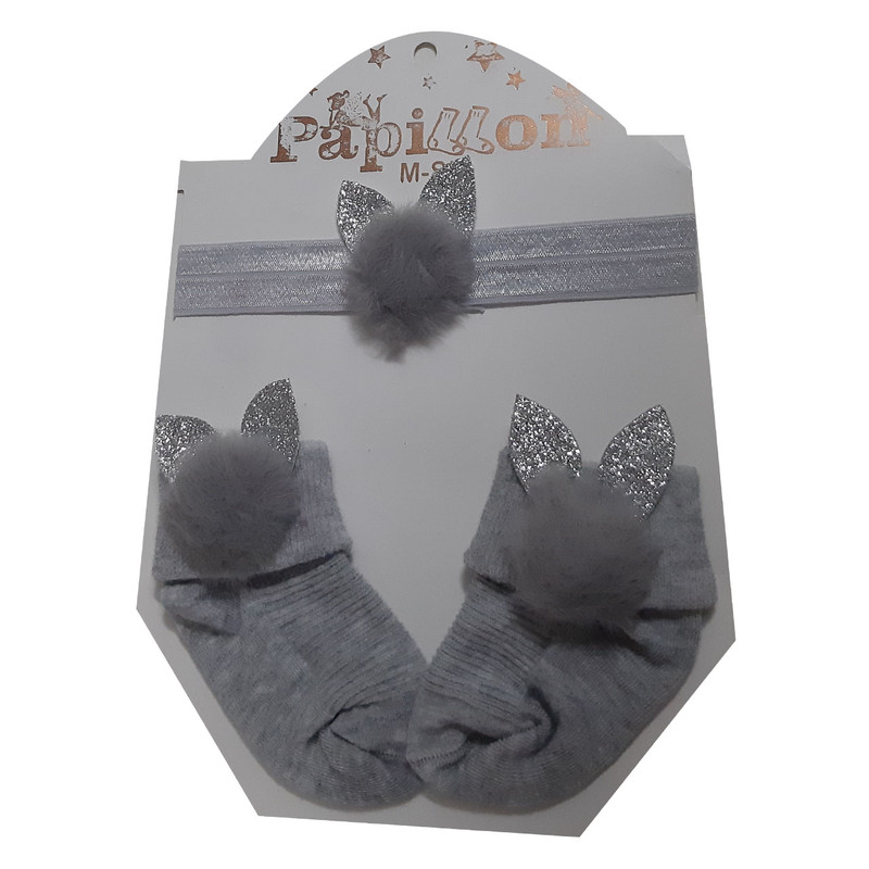 ست هدبند و جوراب نوزادی کد 124