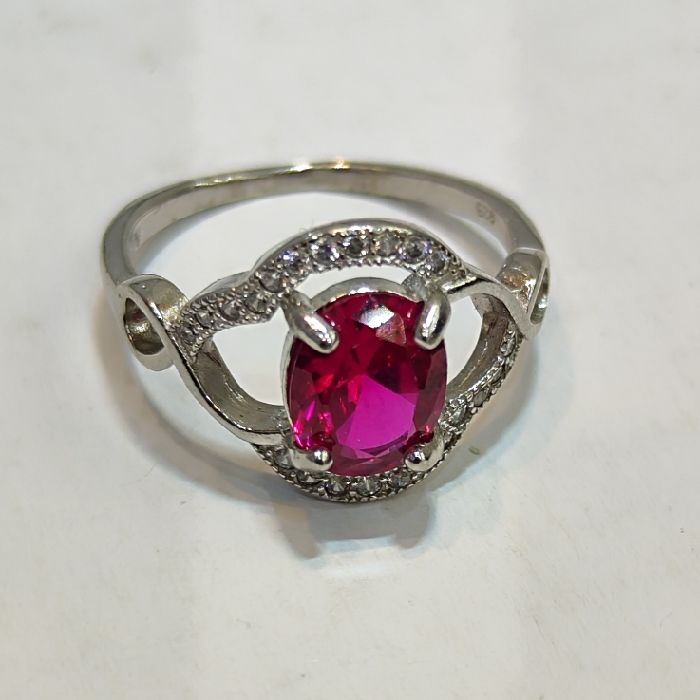 انگشتر نقره زنانه مدل یاقوت کد 1400 - - 3