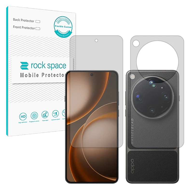 محافظ صفحه نمایش مات راک اسپیس مدل هیدروژلی مناسب برای گوشی موبایل اوپو Find X9 Ultra به همراه محافظ پشت گوشی