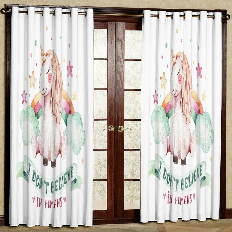     پرده مدل اسب تک شاخ مخمل پانچی کد 1058 سایز 140x280 سانتی متر