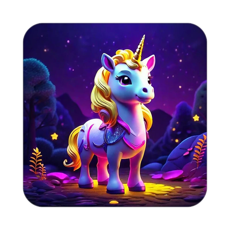 زیر لیوانی کاکتی طرح اسب تک شاخ و یونیکورن مدل mp30668