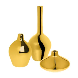 گلدان دکوری مدل CR-NZ190 طرح سالونگ مجموعه 3 عددی