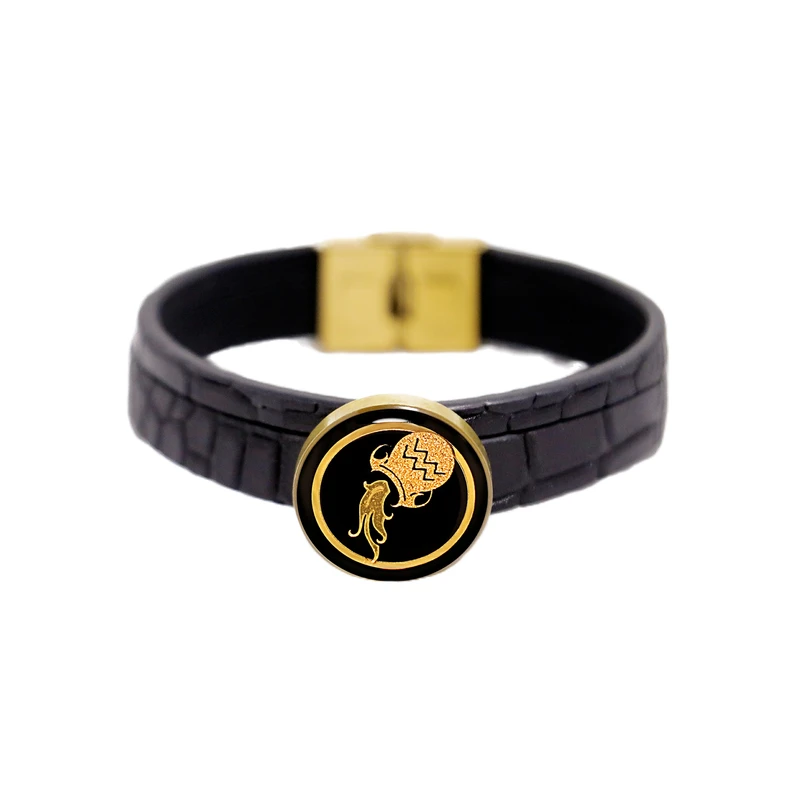 دستبند چرمی مارک گلد طرح چرمی نماد ماه تولد بهمن کد GLBM11