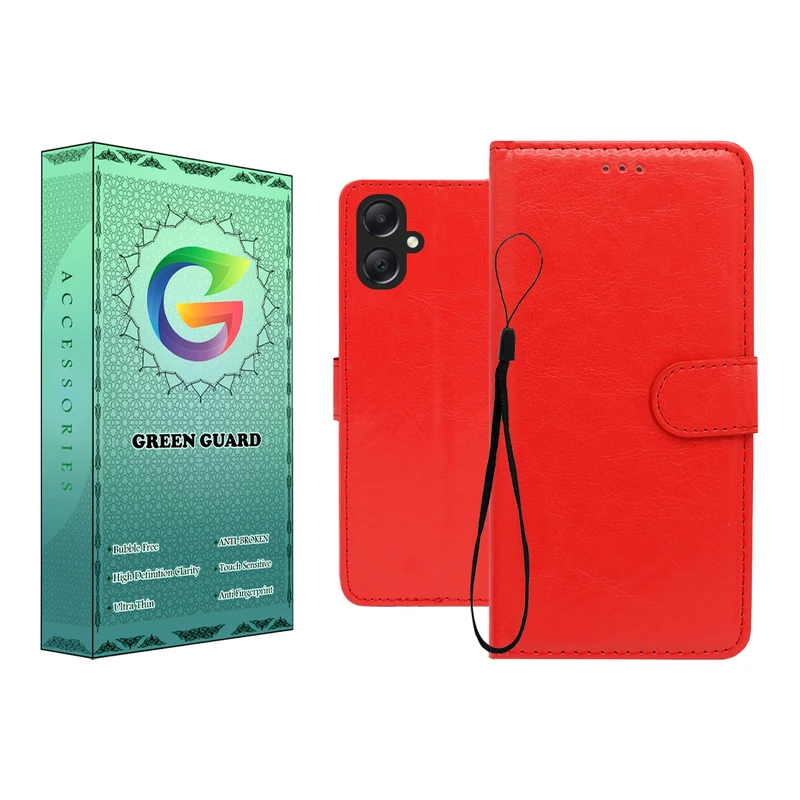 کیف کلاسوری گرین گارد طرح چرمی مدل Landing کد 04 مناسب برای گوشی موبایل سامسونگ Galaxy A06 به همراه بند آویز