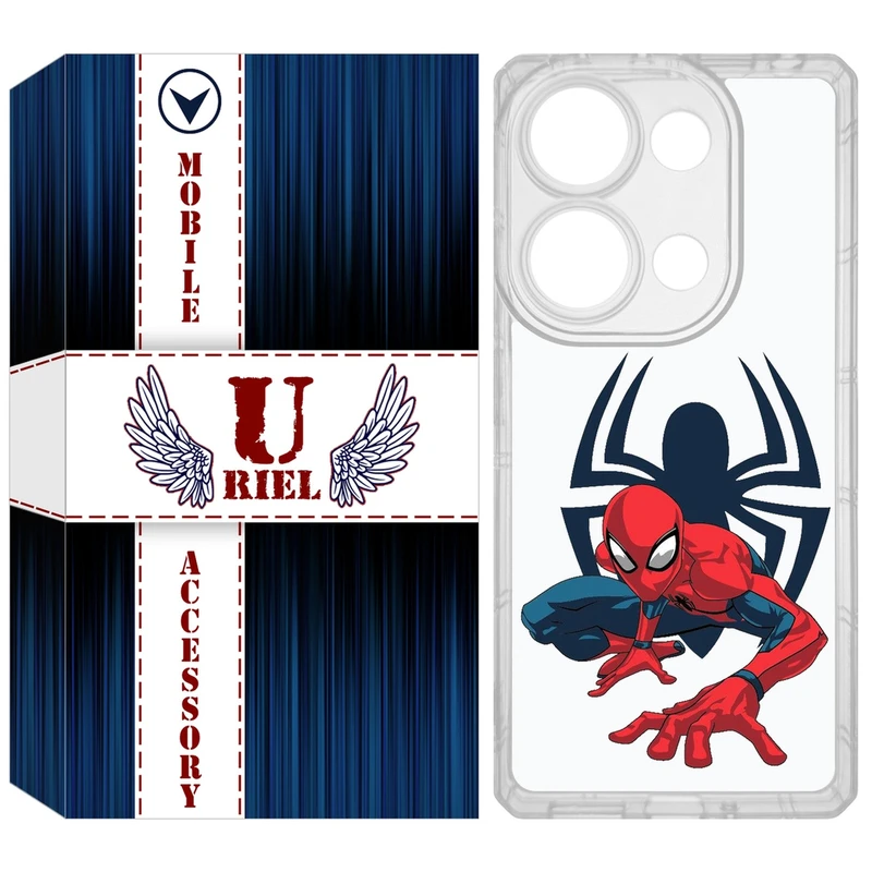کاور یوریل مدل Clear کد 75 طرح اسپایدرمن مناسب برای گوشی موبایل شیائومی Redmi Note 14S / Note 13 Pro 4G / Poco M6 Pro 4G