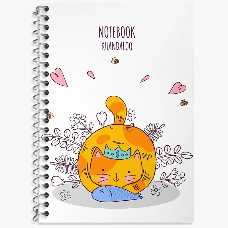 دفتر زبان 50 برگ خندالو مدل سه خط طرح گربه و ماهی کد N1026