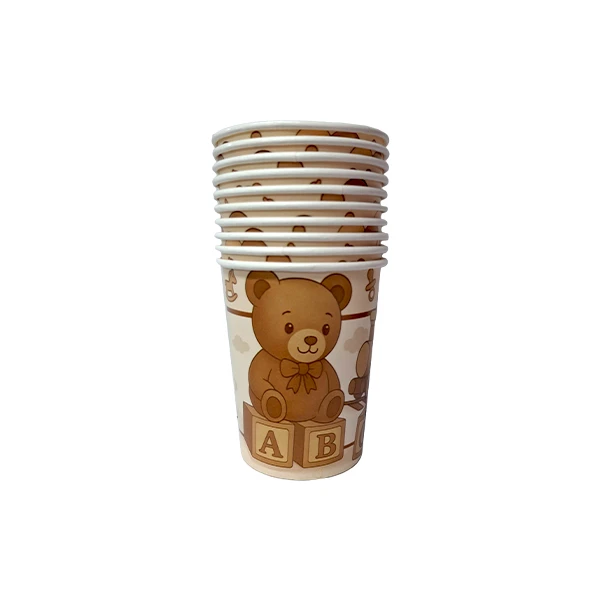 لیوان یکبار مصرف مدل تدی کد TeddyCups3 مجموعه 10 عددی