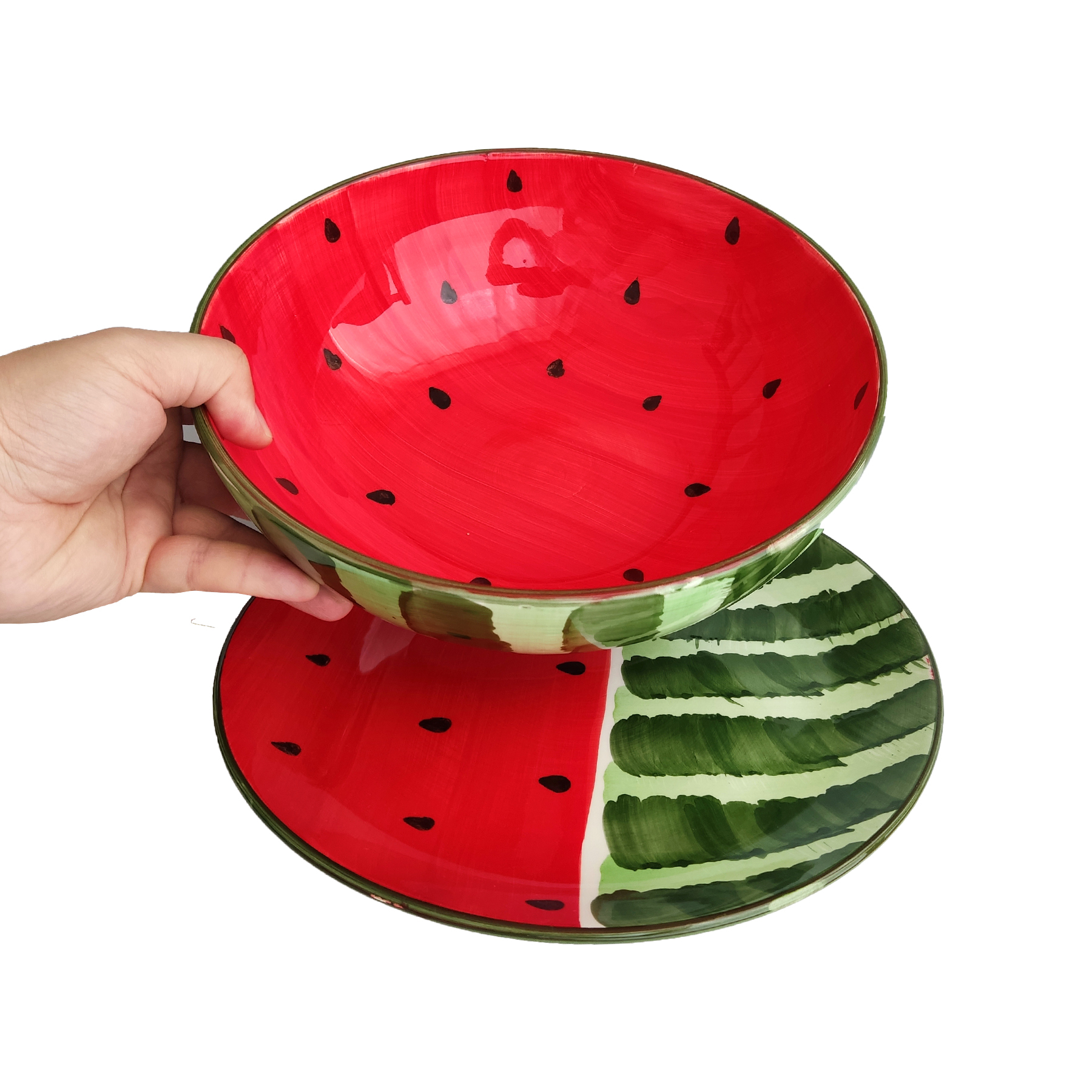 ست کاسه و بشقاب چینی مدل هندوانه خوری یلدایی شب چله کد 1402