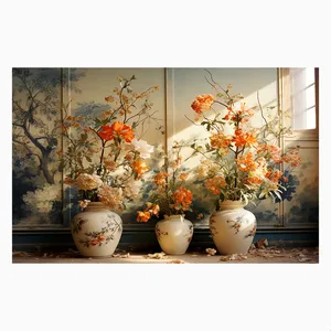 فرش پارچه‌ای مدل فرشینه طرح گلدان زینتی کد AR3058774
