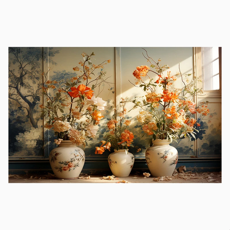 فرش پارچه‌ای مدل فرشینه طرح گلدان زینتی کد AR3058774