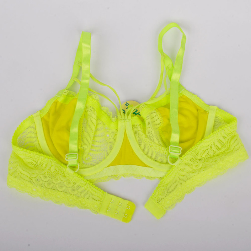 سوتین زنانه پرجامدا مدل 340019055 فنردار گیپور رنگ سبز فسفری