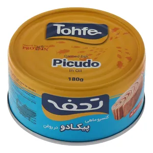 کنسرو ماهی نیزه ماهی (پیکادو) در روغن گیاهی تحفه - 180 گرم