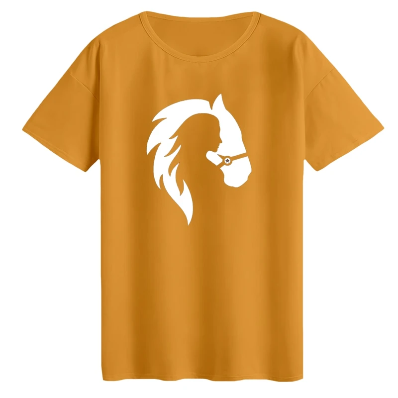 تی‌شرت لانگ آستین کوتاه زنانه مدل دختر و اسب کد 1