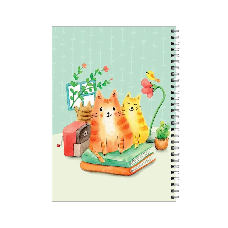 دفتر مشق 80 برگ بامبیلیپ طرح گربه ها و کتاب و گل کد 4366134