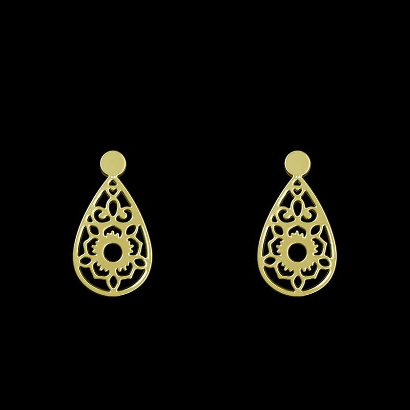 گوشواره طلا 18 عیار زنانه مدوپد مدل گل اسلیمی کد GA1-12716