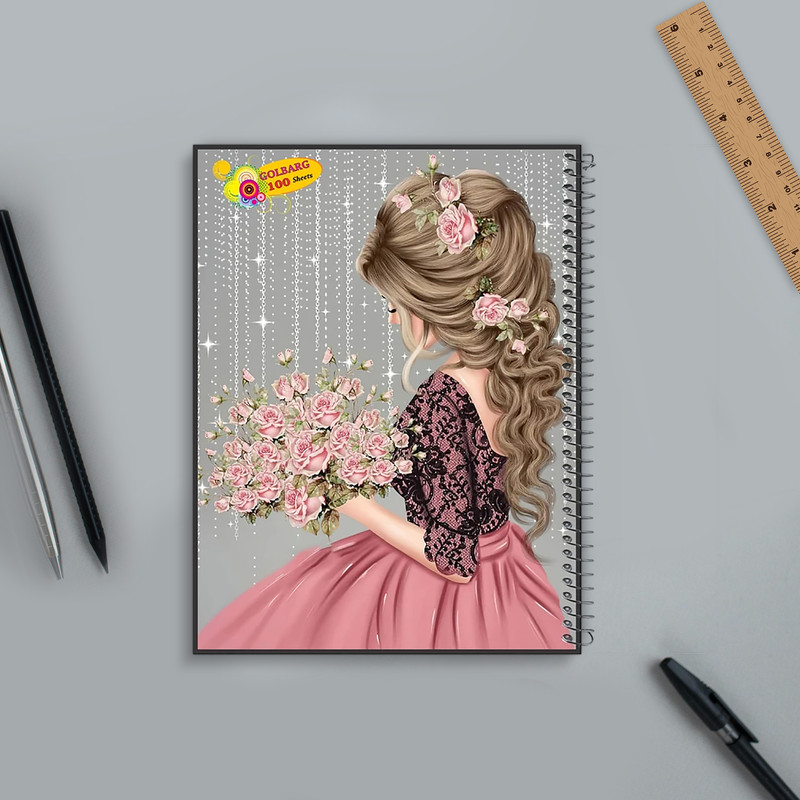 دفتر مشق 100 برگ گلبرگ طرح دخترانه کد 1009054