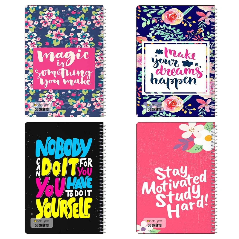 دفتر نقاشي 50 برگ کارنيکا طرح انگیزشی Quote کد 96354 مجموعه 4 عددی