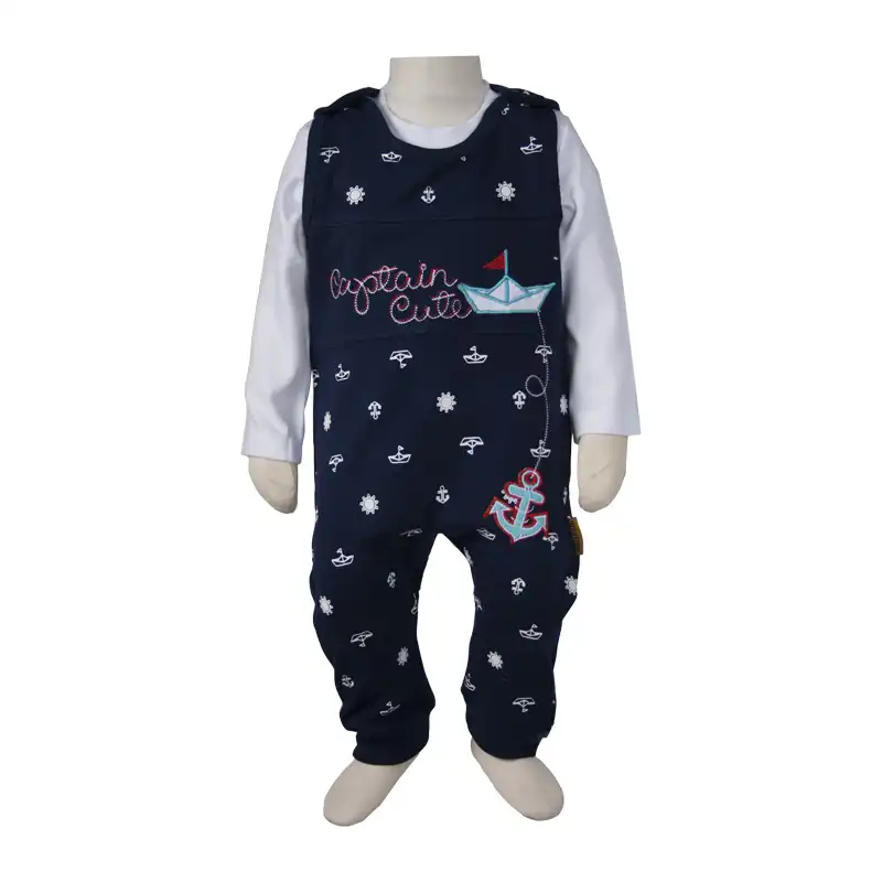 ست 3 تکه لباس نوزادی آدمک مدل کاپیتان رنگ سرمه ای
