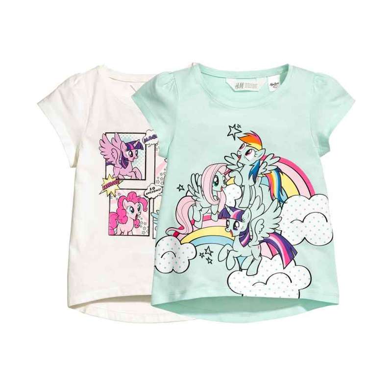 تی شرت آستین کوتاه دخترانه اچ اند ام کد 1919 مجموعه 2 عددی