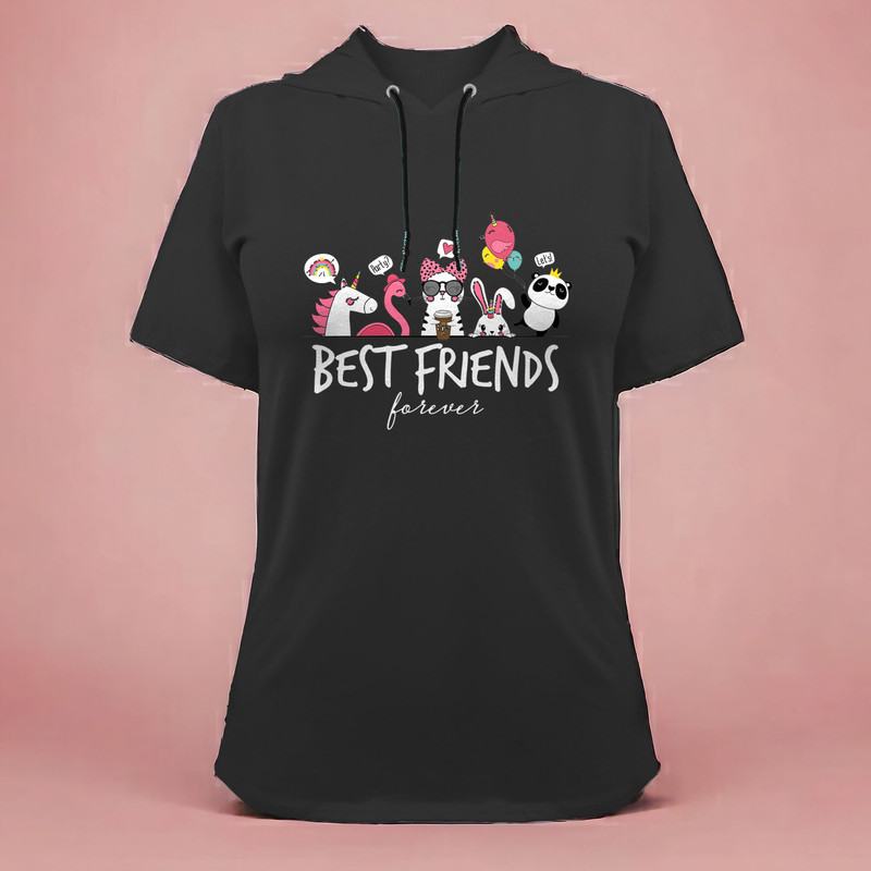 تی شرت کلاه دار آستین کوتاه زنانه مدل G140209239 رنگ مشکی