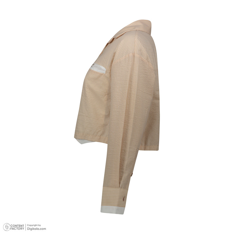 شومیز آستین بلند یقه برگردان زنانه نیزل مدل P01200103191031036 رنگ کرم