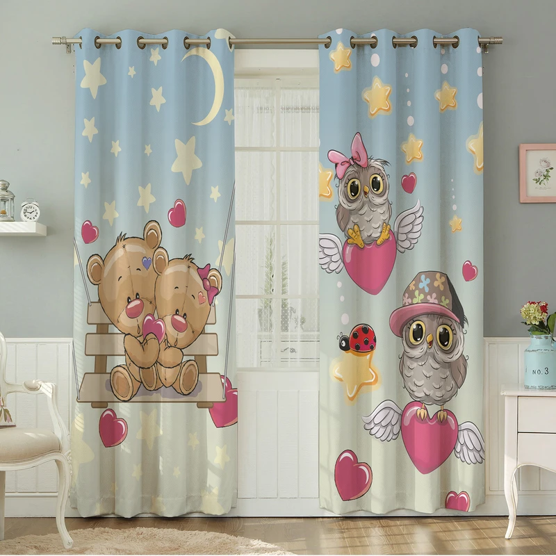 پرده نیروانا طرح کودک  مدل مخمل کد 4755 سایز 140×280 سانتی متر