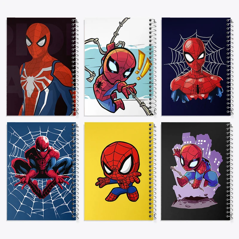 دفتر مشق 50 برگ خندالو طرح مرد عنکبوتی کد 327 مجموعه 6 عددی