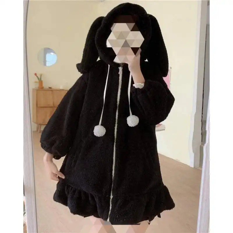 پالتو زنانه مدل گوش دار پنبه ای