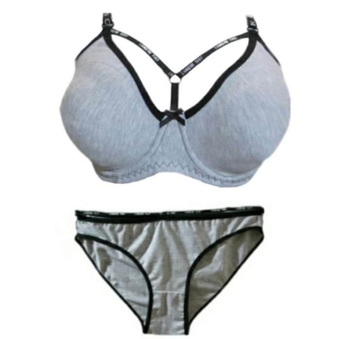 ست شورت و سوتین زنانه بی اند دی مدل نخی ملانژ هارنس دار