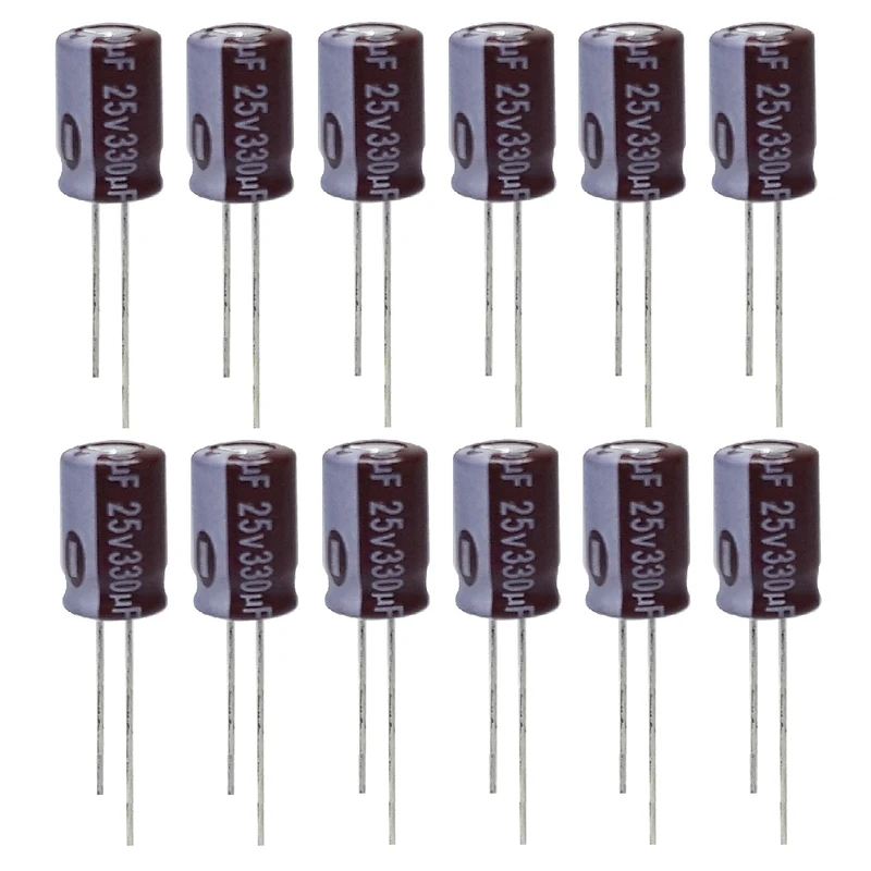 خازن الکترولیت 330 میکروفاراد 25 ولت آکسبوم مدل TEC-33125 بسته 12 عددی 
