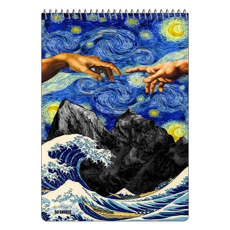 دفتر نقاشی 50 برگ سیمی کارنیکا طرح شب پرستاره فانتزی ون گوگ Fantasy Starry Night Van Gogh کد 75101