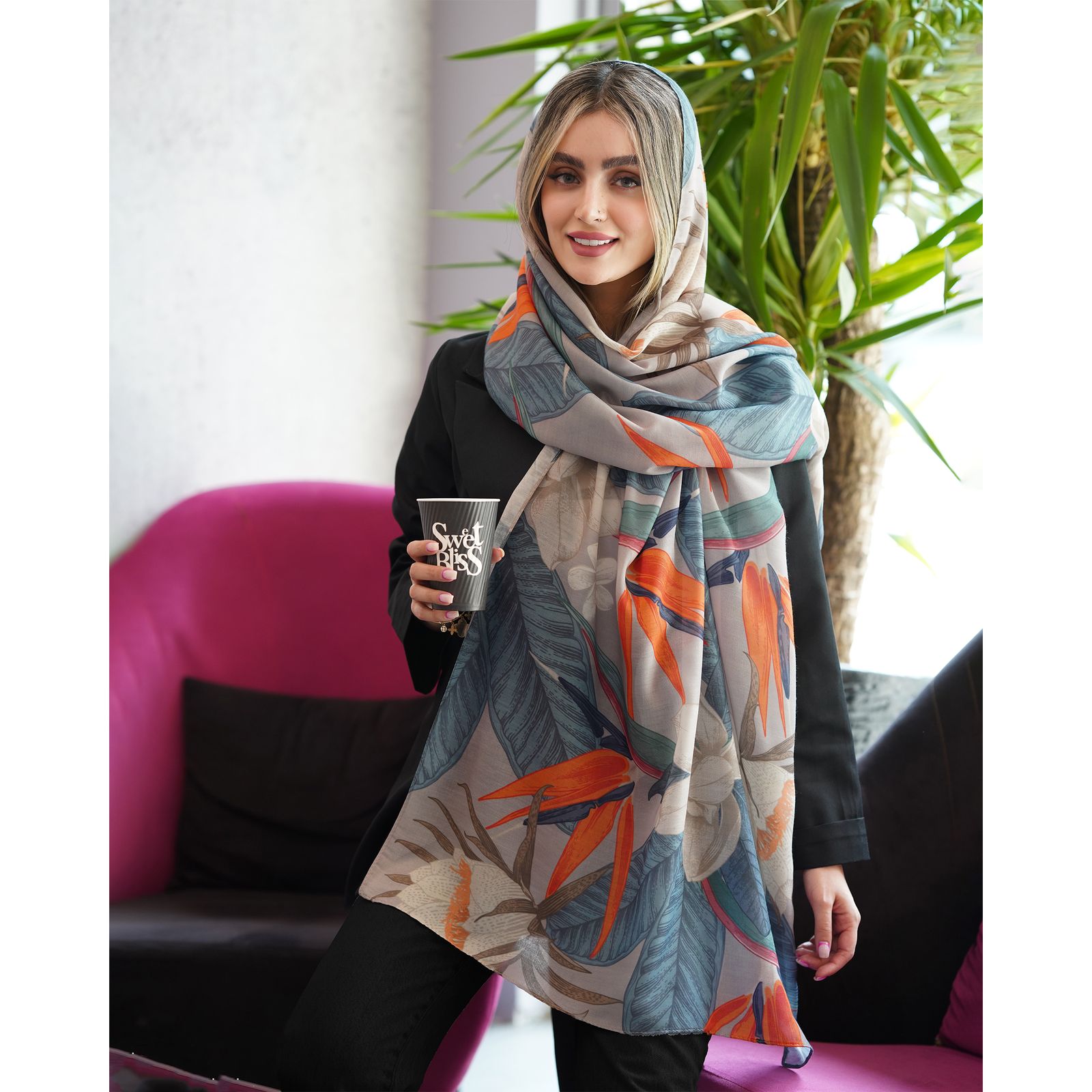 شال زنانه مدل تابستونه نخی طرح هاوایی پرنده بهشتی کد ana-1413 -  - 14