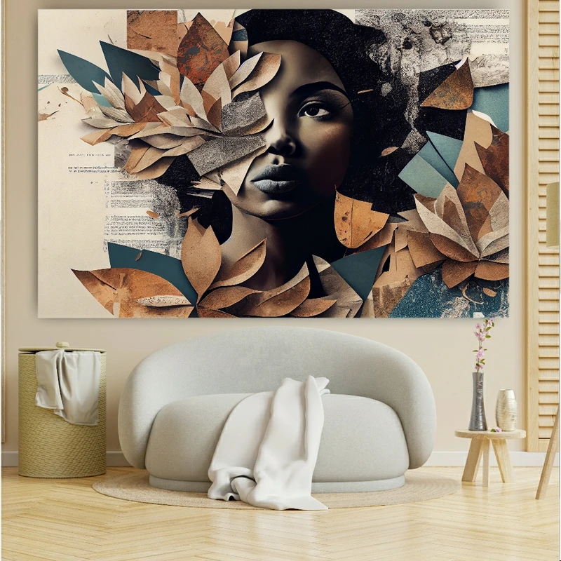 پوستر دیواری طرح مدرن دختر و برگ کد FP1009