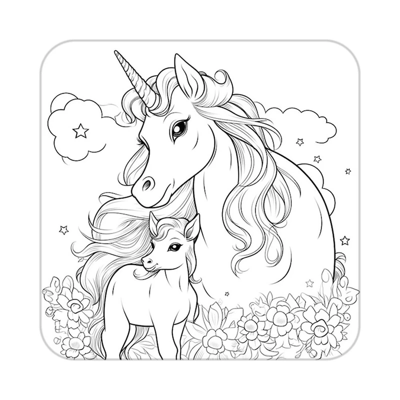 زیر لیوانی کاکتی طرح اسب تک شاخ و یونیکورن مدل mp30320