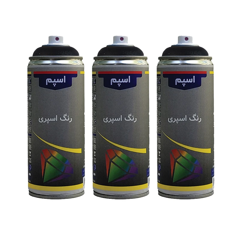 اسپری رنگ مشکی براق اسپم مدل 3 حجم 400 میلی لیتر مجموعه 3 عددی