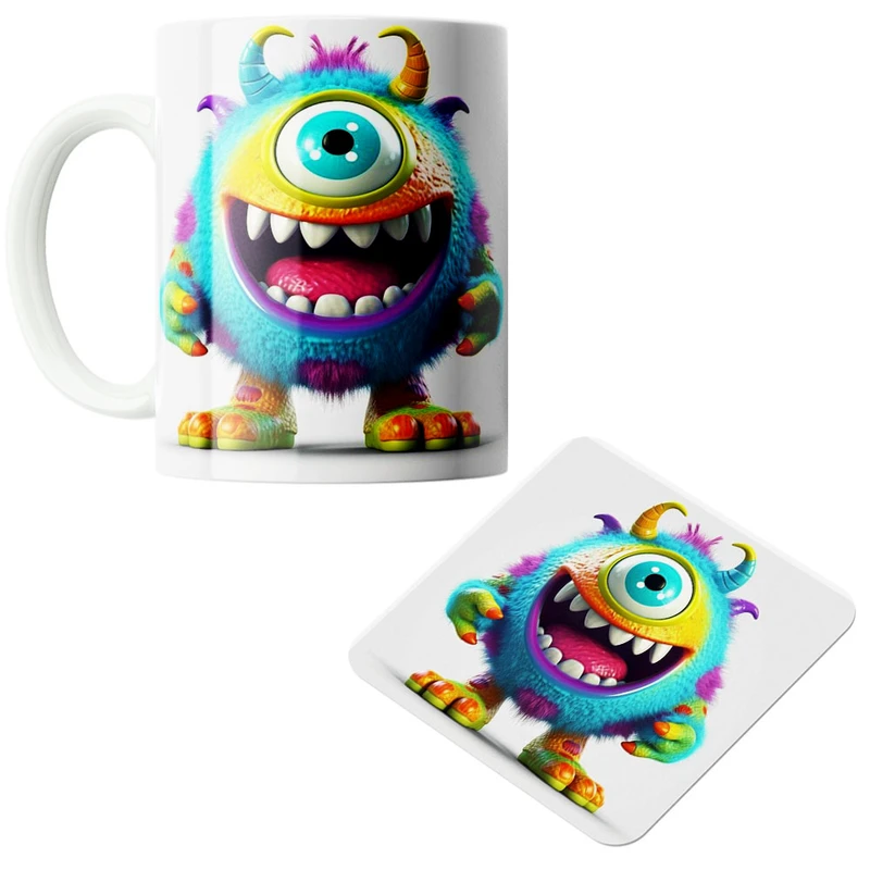 ماگ پاد آفرین مدل هیولا کد 640 به همراه زیر لیوانی 