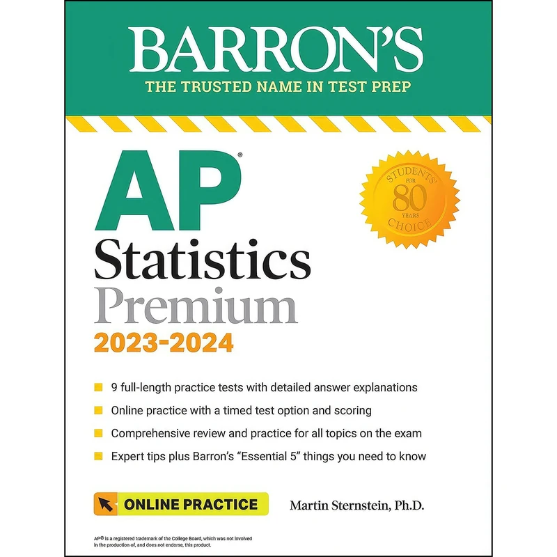 کتاب AP Statistics Premium, 2023-2024 اثر Martin Sternstein Ph.D. انتشارات Barrons Educational Services