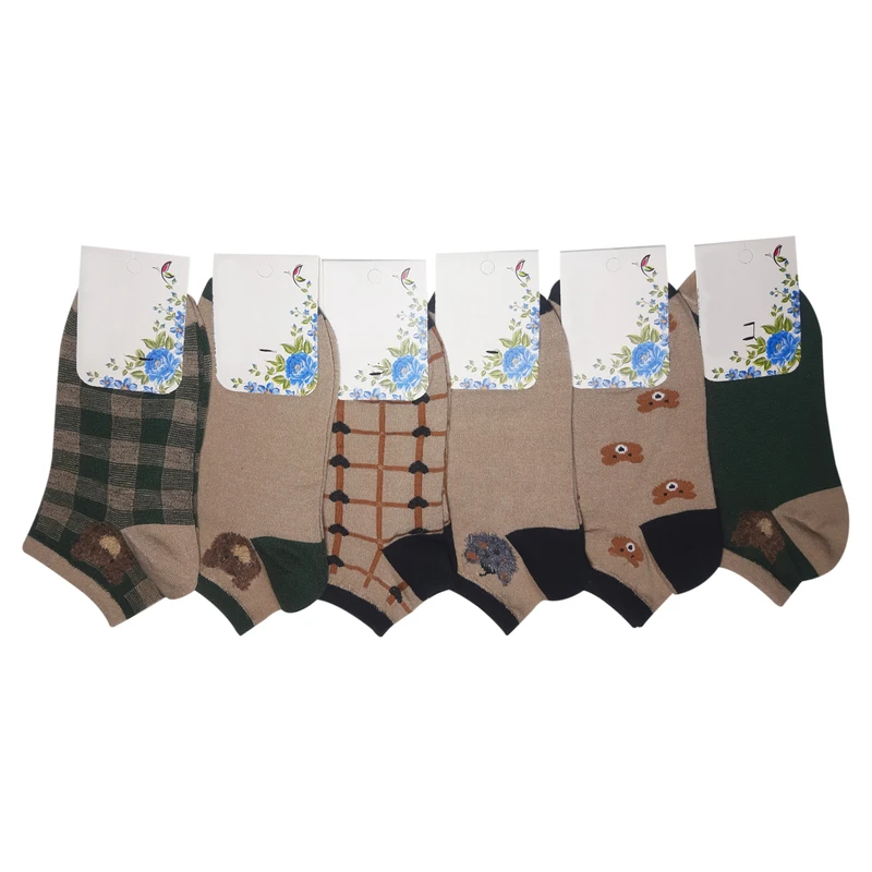 جوراب ساق کوتاه مدل تدی بوکله نوستالژی بسته 6 عددی