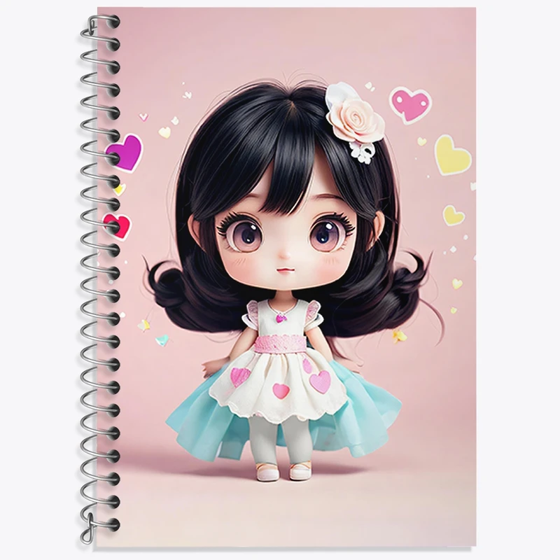 دفتر زبان 50 برگ خندالو مدل دو خط طرح دخترانه (Girlish) کد 36870