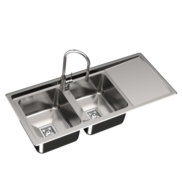 سینک ظرفشویی استیل توکار دو لگنه بیمکث مدل 843