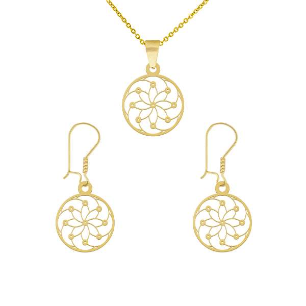 نیم ست طلا 18 عیار زنانه طلای کامک طرح گل