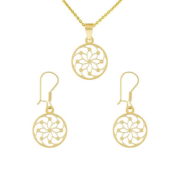 نیم ست طلا 18 عیار زنانه طلای کامک طرح گل