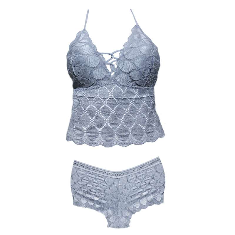 ست شورت و نیم تنه زنانه مدل پر طاووس رنگ طوسی