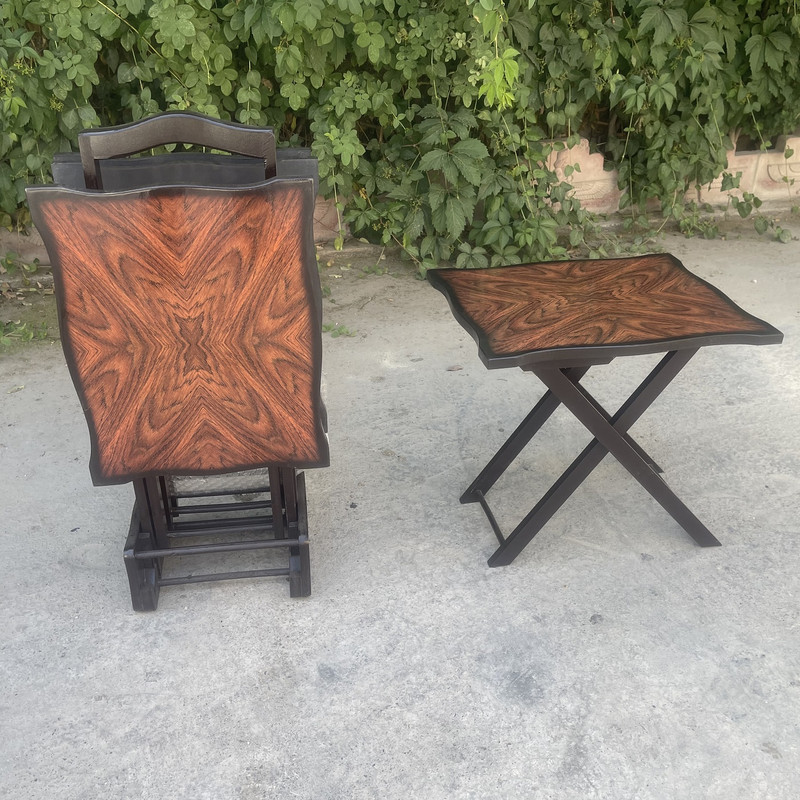 میز عسلی چند ضلعی گالری چوب آشنایی مدل Asl-Mrgh مجموعه ۴ عددی