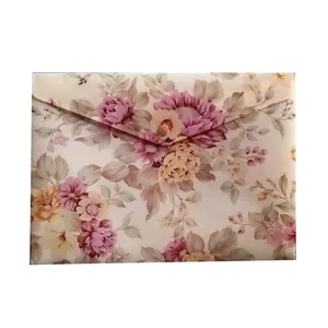 پوشه دکمه دار پاپکو مدل دسته گل کد P-103