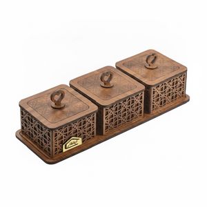 قندان ایلقار مدل درب چوبی یاس مجموعه 3 عددی